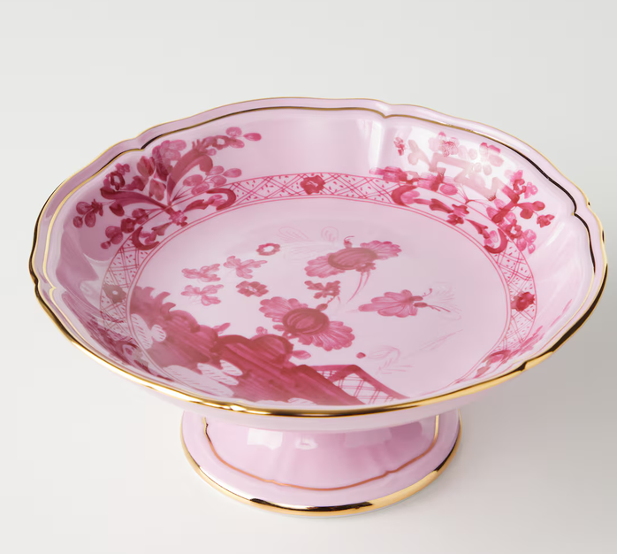 GINORI 1735 Oriente Italiano Porpora Fruit Bowl, a pink porcelain pedestal bowl - Image 3 of 3